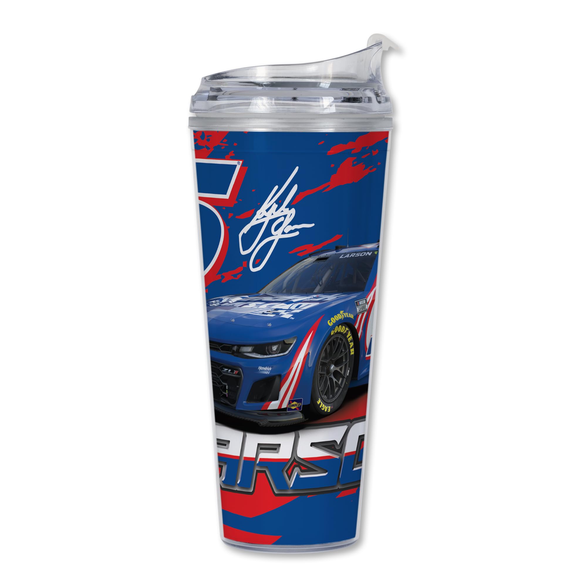 Gobelet acrylique Kyle Larson Rico Industries avec couvercle à charnière de 700 ml
