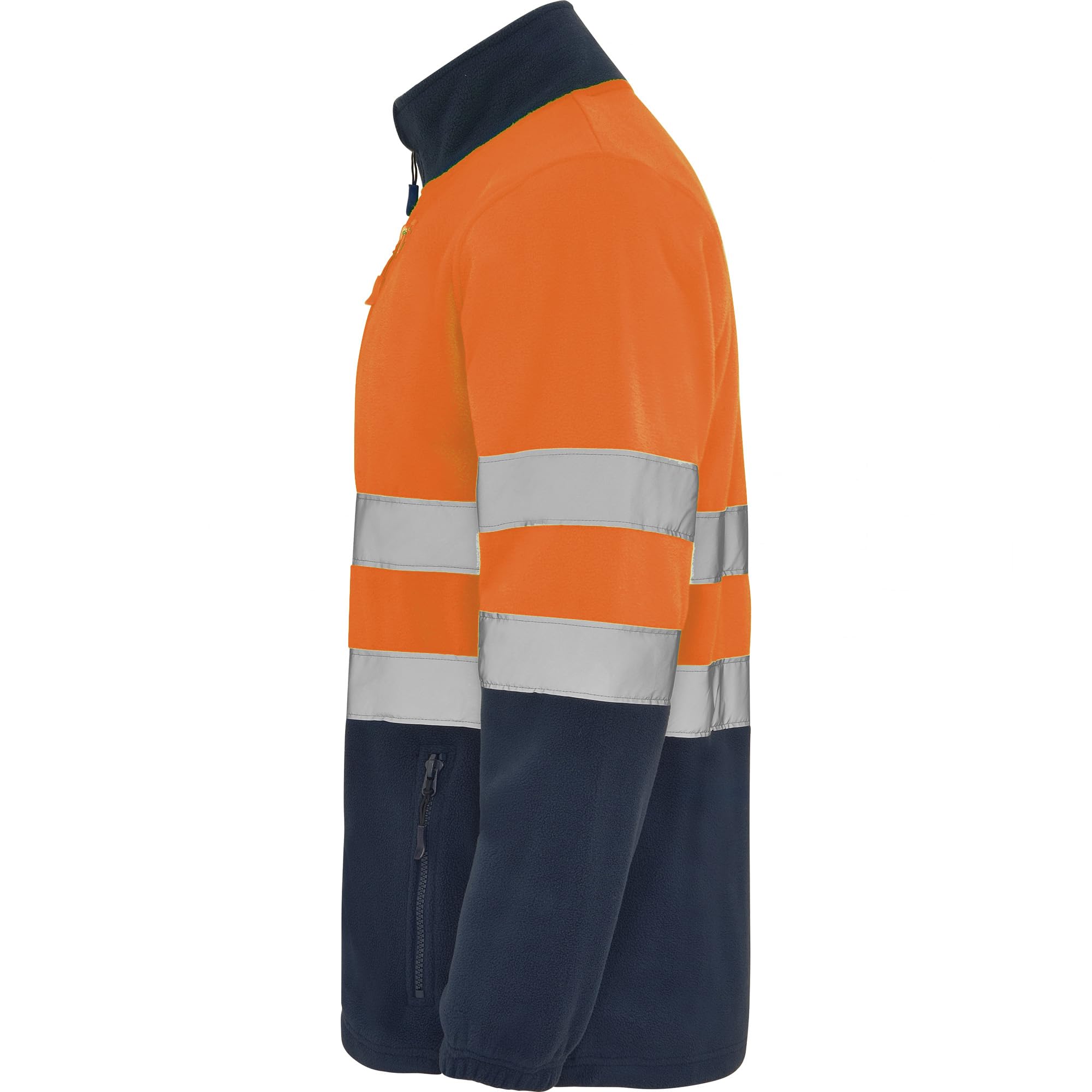 Personalisierte Warnschutz Fleecejacke Herren – Arbeitsjacke mit Logo selbst gestalten – Warnschutzjacke Reflektierend – Hi Vis Arbeitsfleece Gelb/Orange
