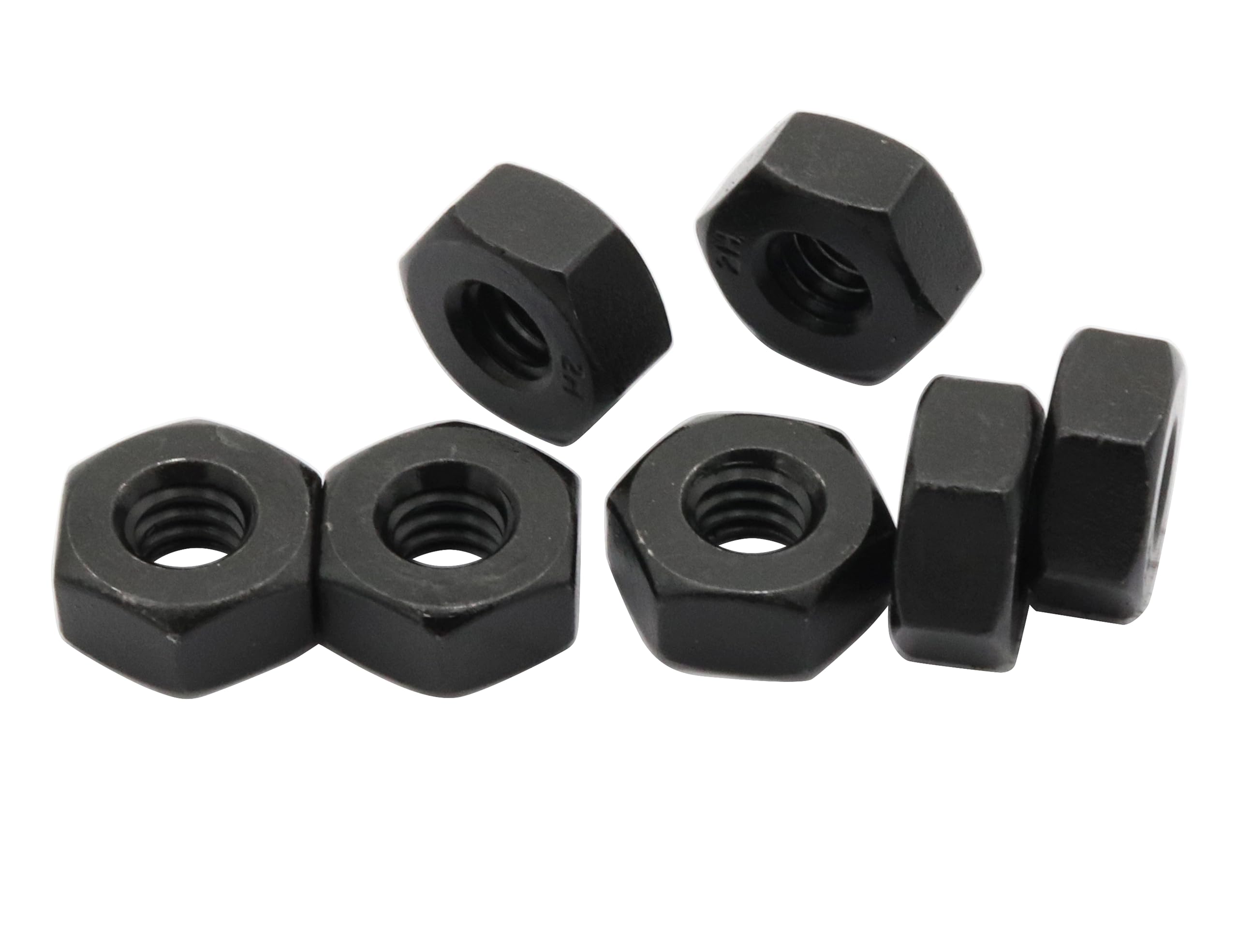LBY 50pcs 1/4-20 Hex Nuts, Heavy Hex Nuts (2H), 45# Steel (Black)