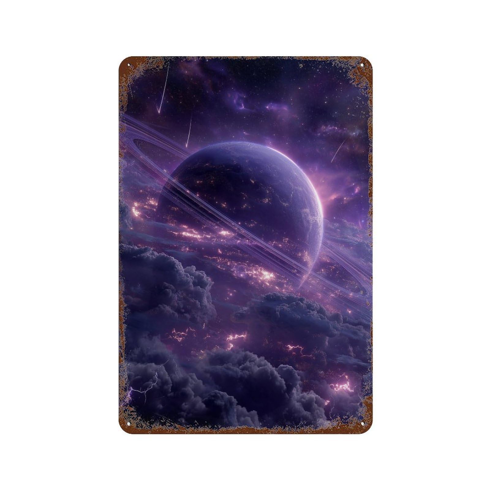 Garage Style Galactic Dreamscape -5 Weathered Tin Sign 11.8"x7.9", Shabby Chic Decor for Bar And Workshop