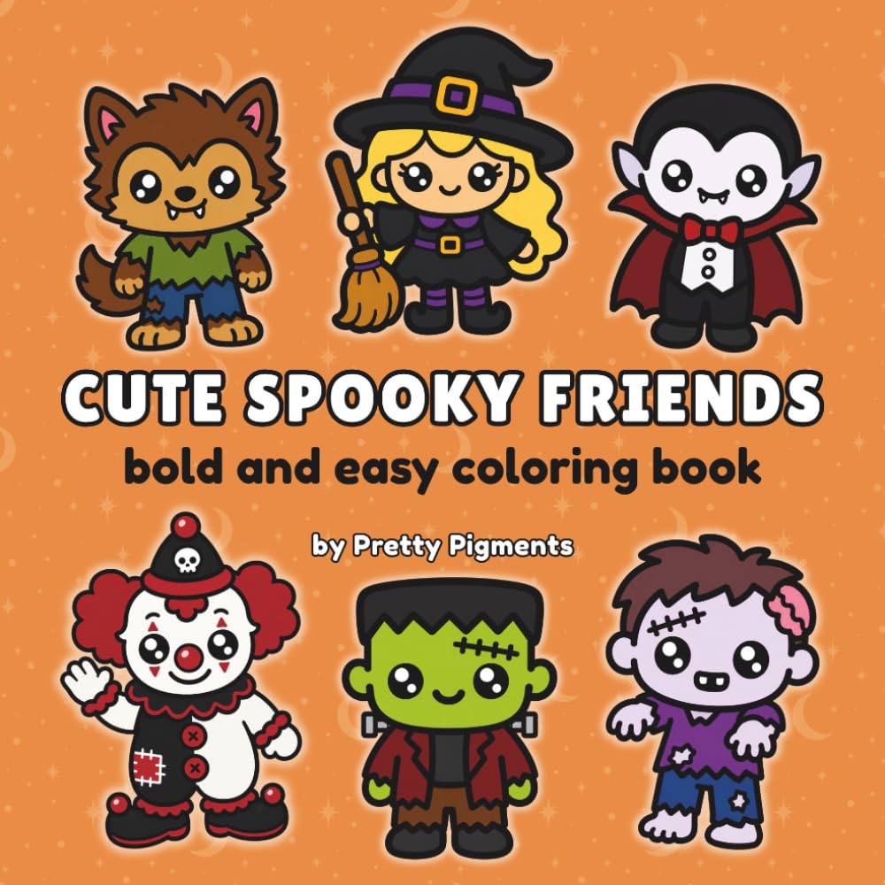 Cute Spooky Friends: Bold and Easy Coloring Book