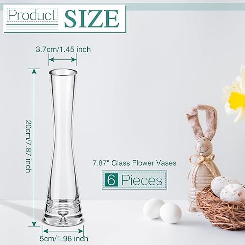 Miniatura 2 de Sliner 6 jarrones altos de cristal para centros de mesa, jarrón transparente de María Bud, pequeño jarrón de flores individuales, jarrones