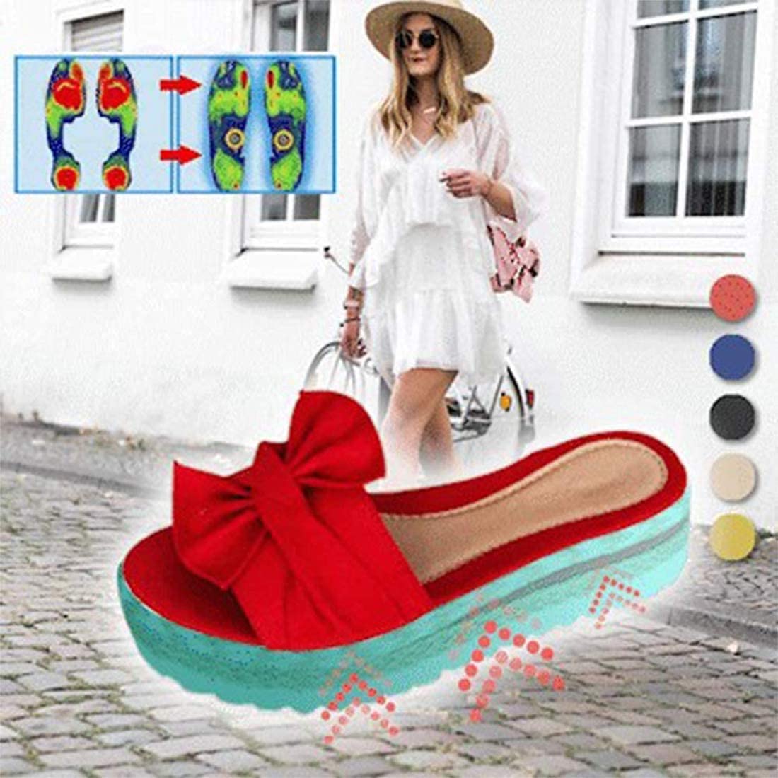 YHQZNLXQ Sandalias cómodas con Plataforma para Mujer, Sandalias con Lazo de Verano, Puntera Abierta, cómodas, Transpirables, Antideslizantes, Alpargatas de Playa, 07,40