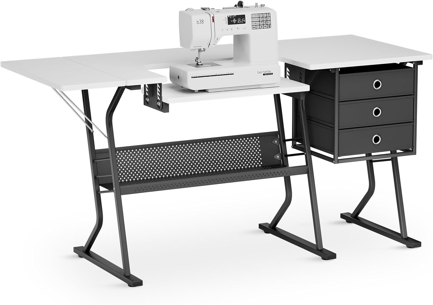 MoNiBloom 60" Sewing Craft Table, Large Sewing Machine Table w/Adjustable Shelf & Enlarged Cutting Space, Sturdy Computer Desk with Storage Drawer