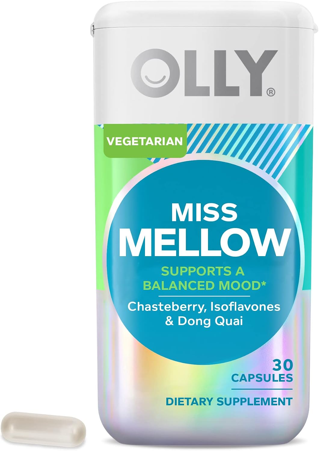 OLLY Miss Mellow Capsules, Hormone Balance and Mood Support, Vegan Capsules, Supplement for Women - 30 Count
