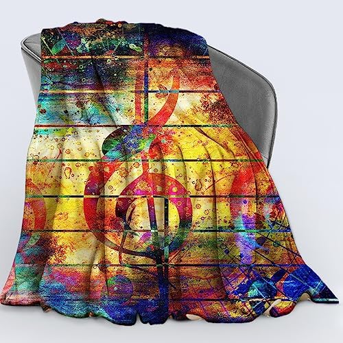 Wucidici Music Note Throw Blanket Lightweight Soft Cozy Color Music Lover Blanket for Sofa Bed Kids Adults Gift 50"x 60"