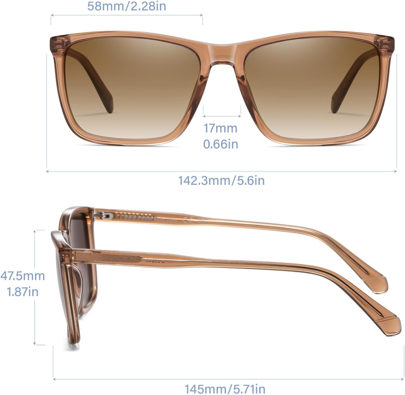 DUCO Sunglasses Men Polarized UV400 Protection Mens Sun Glasses Fashion Trendy Retro Square Lenses Shades Acetate Frame1235 - Image 6