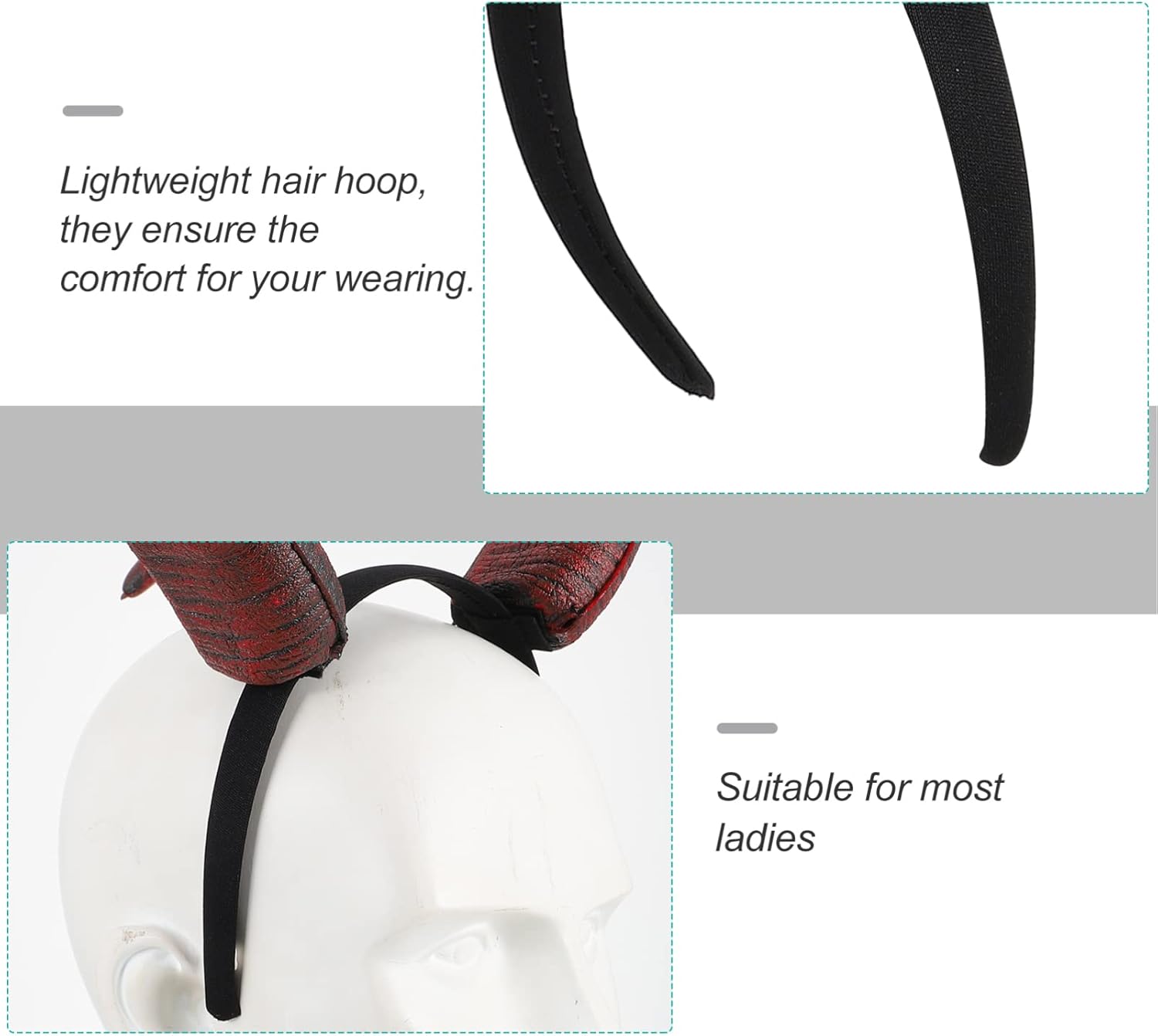 VOSAREA 1PC Halloween Headband Gothic Devil Goat Horn Headband Demon Sheep Horn Headwear Costume Party Hair Carnival Headdress Decor Devil Headdress for Adult Cosplay Halloween Renaissance Photoshoot - Image 7