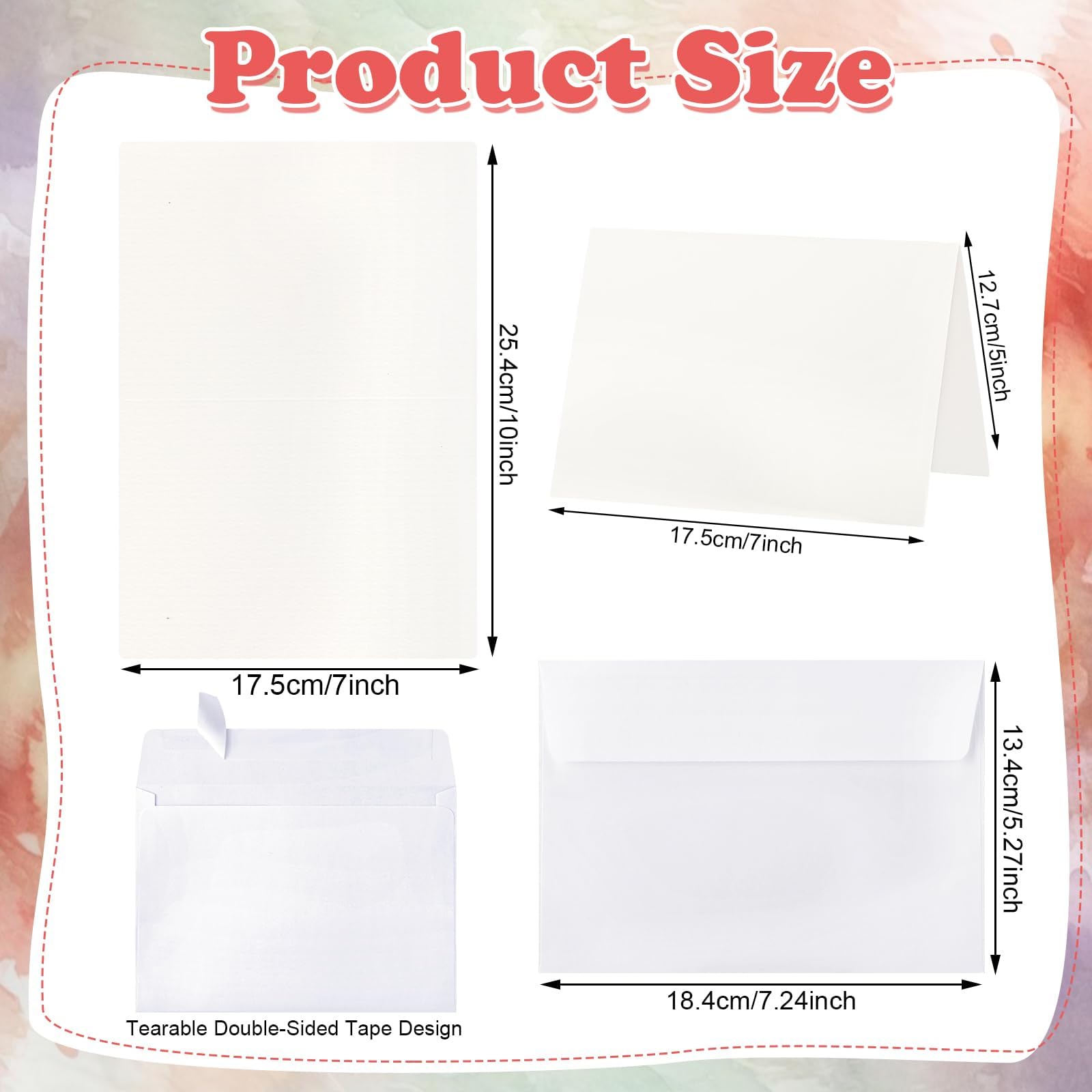 20 Sets Blanko-Aquarellkarten mit Umschlägen, 63,5 kg/300 g/m², Aquarell-Papierkarten, 12,7 x 17,8 cm, faltbare Aquarell-Postkarten mit Umschlägen für Grußkarten, Hochzeitseinladungen