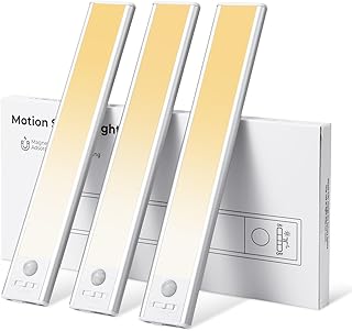 Under Cabinet Lighting, Motion Sensor Under Cabinet Lights 3 Light Color, Rechargeable Battery Operated Led Closet Lights, Magnetic Under Counter Lights for Kitchen, Closets, Cabinet, Stair - 3Pack