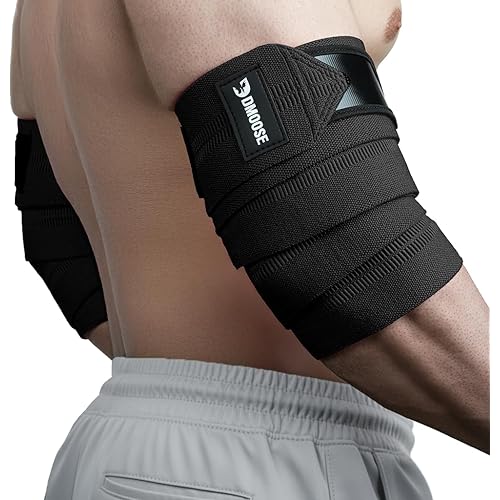 DMoose Fitness Elbow Wraps for Weightlifting (Pair) 40" Adjustable Brace for Joint Support, Pain Relief & Tendonitis - Elbow Straps for Weight Lifting, Bench Press & Gym Workouts, Band for Men & Women
