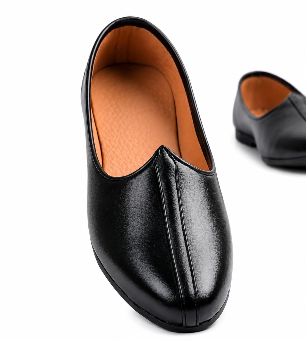 r rj trends Men's Black Leather Mojari Jutti, Slip-On Ethnic Loafer with Tan Insole-picture-27