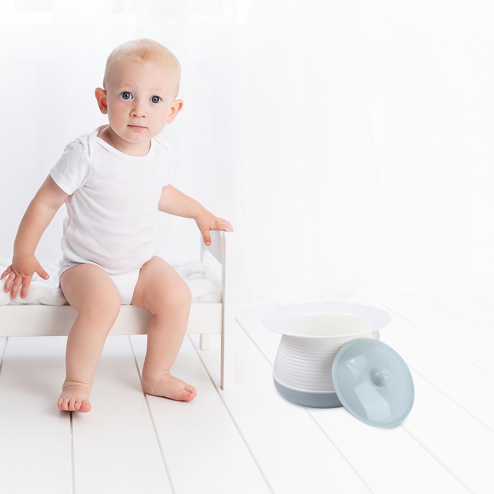 Vasino per Bambino Bambina 2 Unitá in Plastica Pp con Coperchio Manico Rinforzato e Antigoccia per Addestramento al Vasino