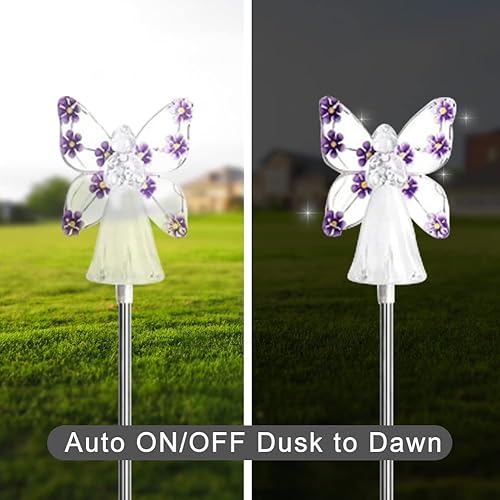 Miniatura 3 de Luces solares de ángel para jardín, luces solares para jardín, luces decorativas de ángel, luz eterna, ángel para decoración de tumbas de