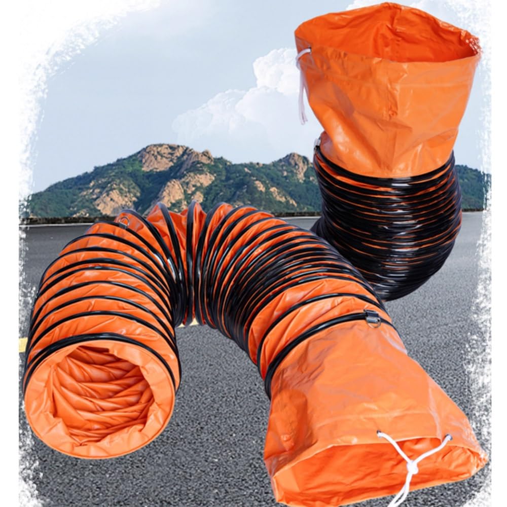 Condotti di aerazione, Tubo Flessibile Industriale in PVC per ventilatori di Scarico - da 8" a 24" per Ventilazione HVAC con Corda Regolabile e Anello a D - 6,6 Piedi (2 m) Soluzioni per con