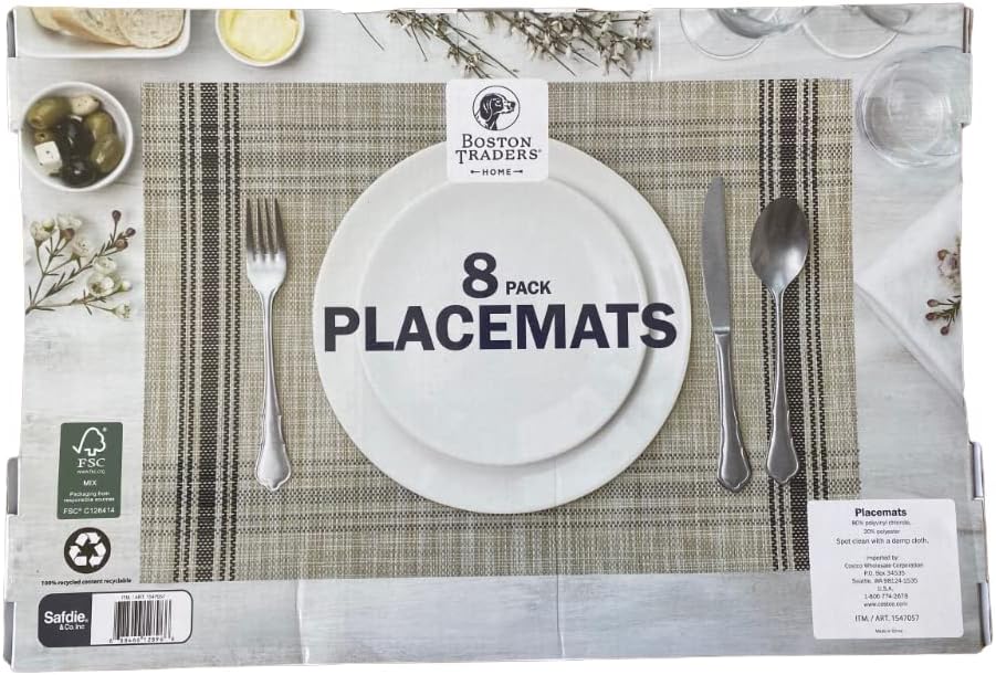 Boston Traders Home Indoor Outdoor Dining 8Pack Placemats