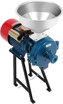 Electric Grain Mill Grinder, 2200W Commercial Grain Grinder with Funnel Dry Feed Grain Mill Machine Thickness Adjustable for Corn Rice Wheat Sorghum Coffee Beans Starch Rice Noodles