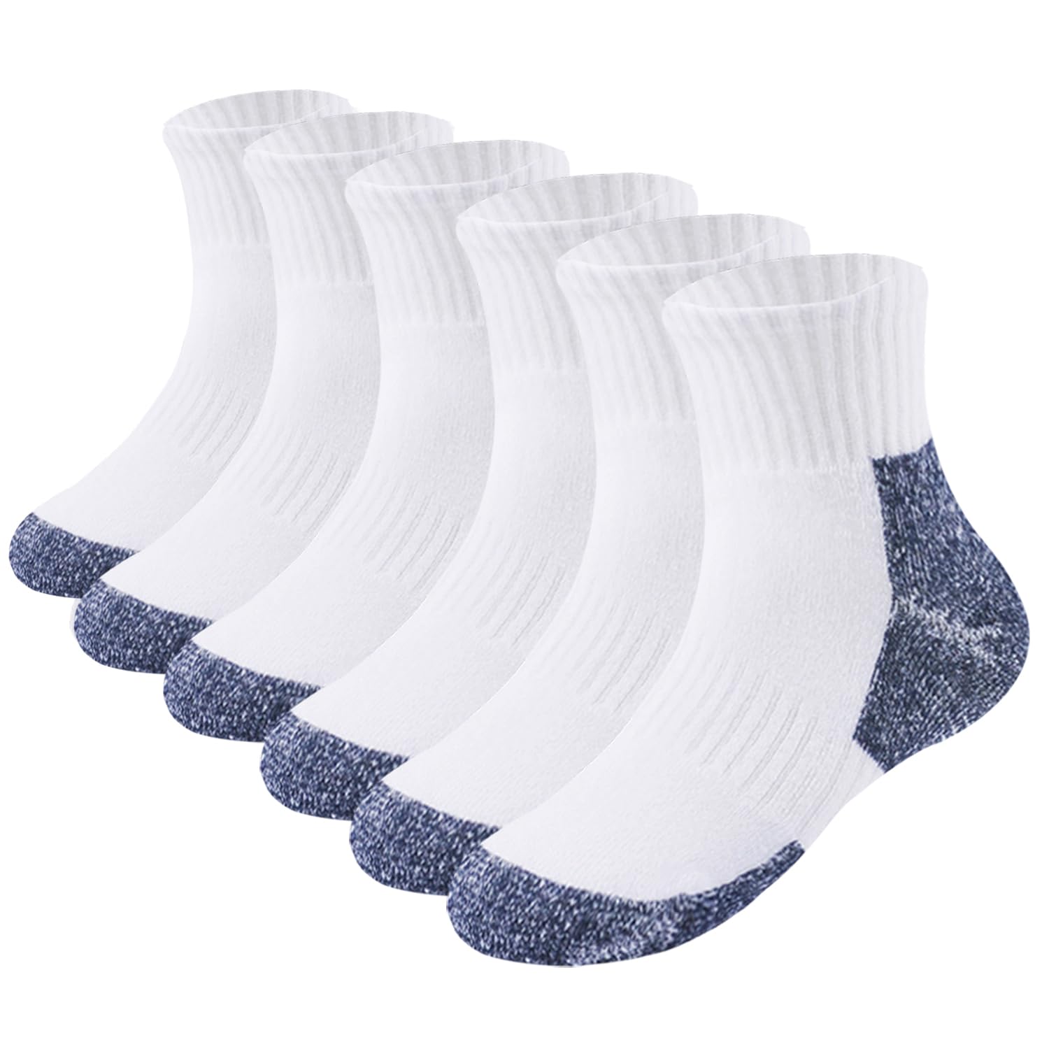 Santgoo Boys Athletic Cushioned Crew Socks Thick Cotton Sports Socks 6 Pairs 5-14 Years