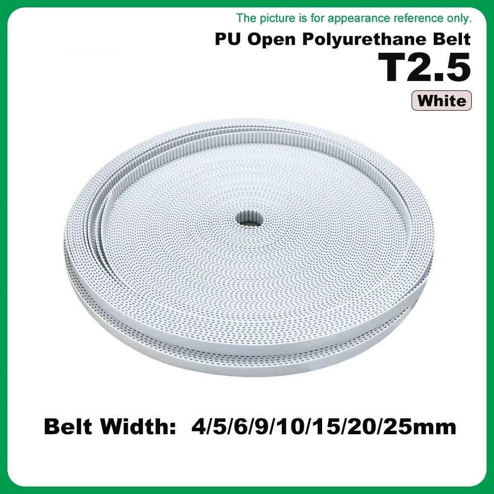 T2.5 Open End Szerokość paska rozrządu PU 4-25 mm podział 2,5 mm do drukarki 3D (15 metrów, 15 mm)