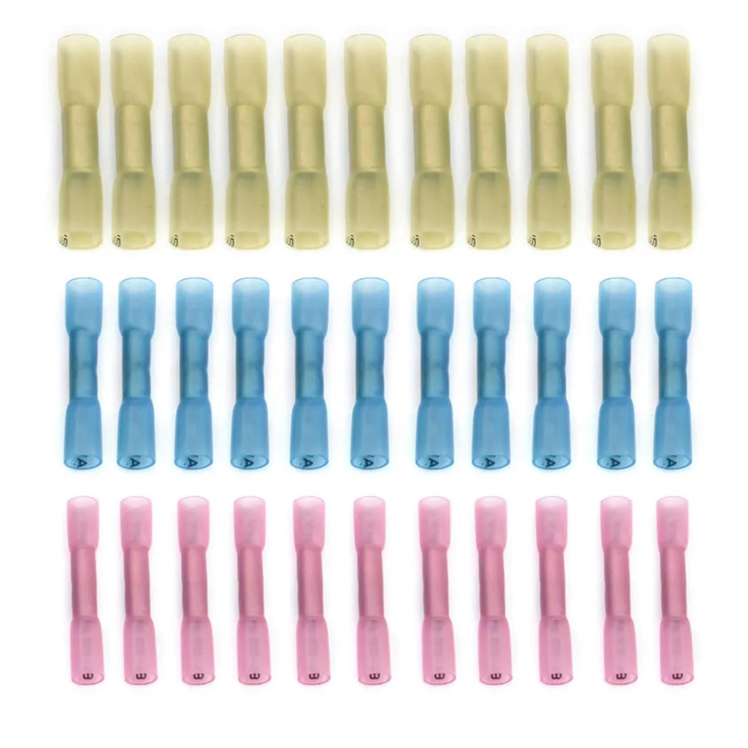 60PCS 22-16 AWG Electrical Heat Shrink Butt Crimp Terminals Red Waterproof Fully Insulated Seal Wire Connectors Assortment