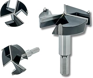 Forstner Drill Bit 1 Inch, Triple-Flute Carbide Tipped Forstner Bit for Hard Wood, Soft Wood, Veneered Plywood, Plastic, Drilling Hole Saw Woodworking Hinge Cutter Tool