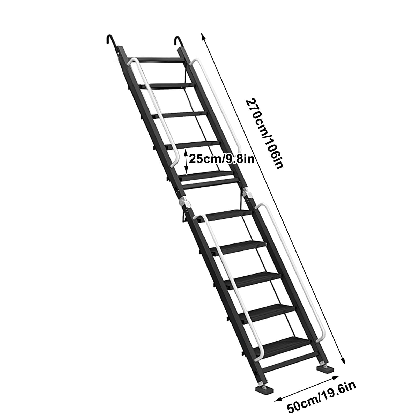Letto a soppalco salvaspazio in metallo con scala a doppio gradino e piedini antiscivolo, ideale per dormitori, soffitte e studi, letto a castello con braccioli per Ultimate t