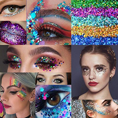 JOERRES Chunky & Fine Glitter Powder 15 Farben, holografische Chunky Pailletten schillernde Flocken (je 10 oz… – Bild 5