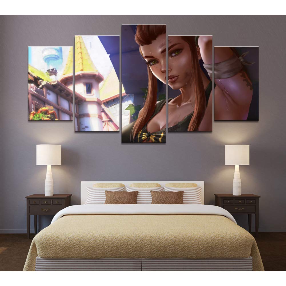 BAOJIAN Canvas Paintings Home Decor Poster Hd Pictures Prints Canvas 5 Piece Brigitte Game Role Game Living Room Decorative Painting Framed Prints on Canvas5 canvas painting