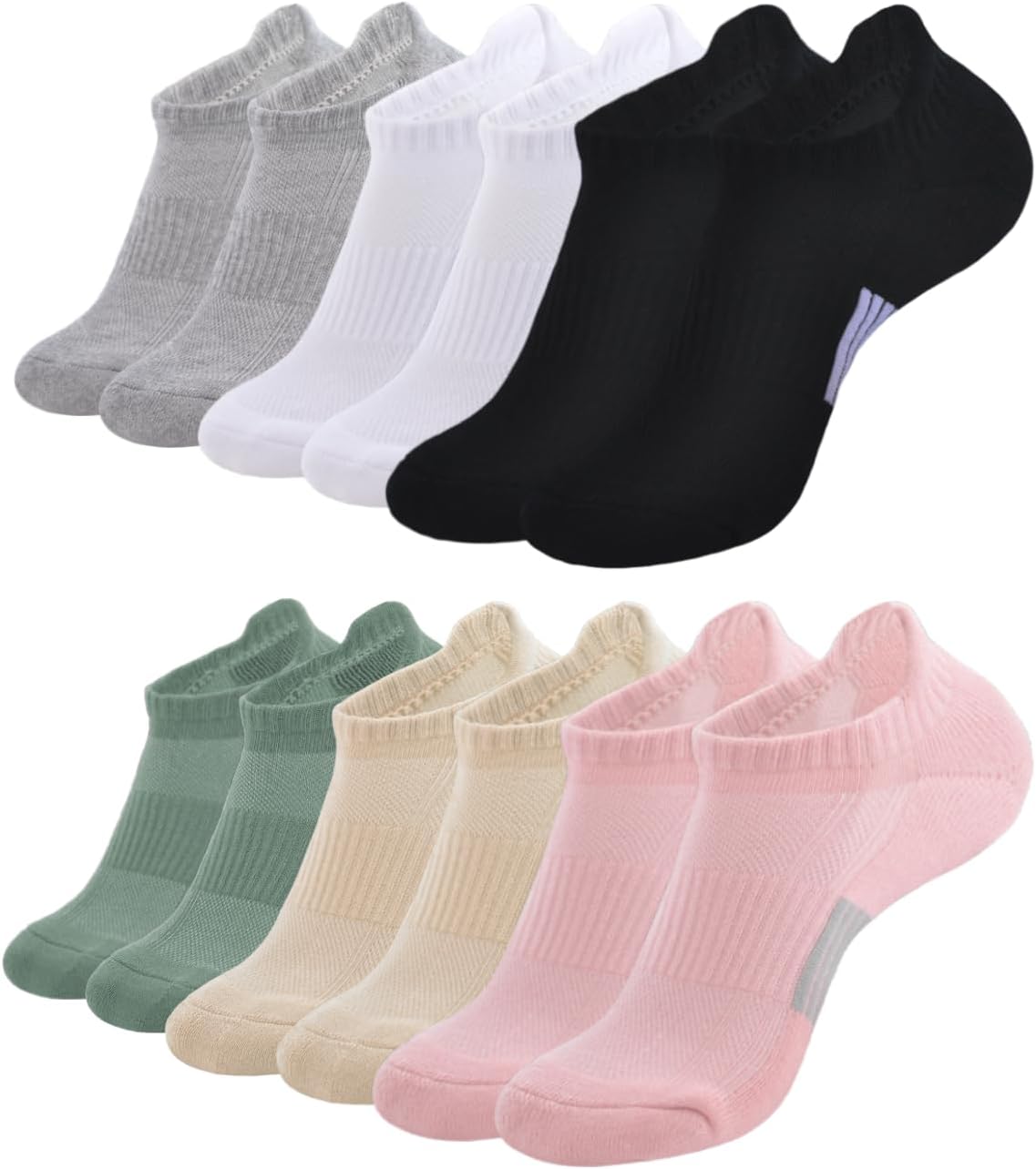 Ankle Socks Women Cushioned Athletic Low Cut Socks Thick Cotton Running Sock Non Slip No Show Sock 6 Pairs