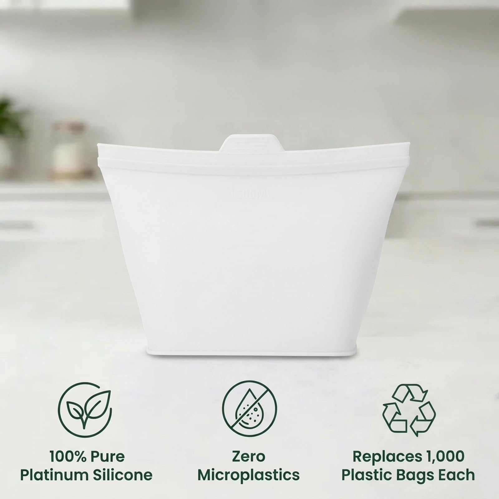 Sacchetti per alimenti in silicone, 3 pezzi, riutilizzabili, per microonde e congelatore, comodi da usare, design ecologico