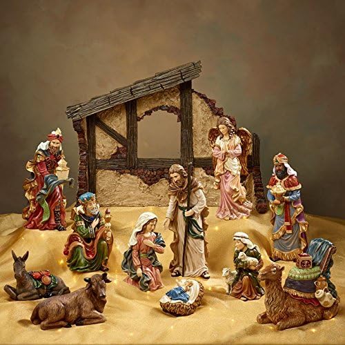 Kirkland Signature 13 Piece Christmas Nativity Set Joseph Mary Jesus Xmas Antique Style Hand Painted