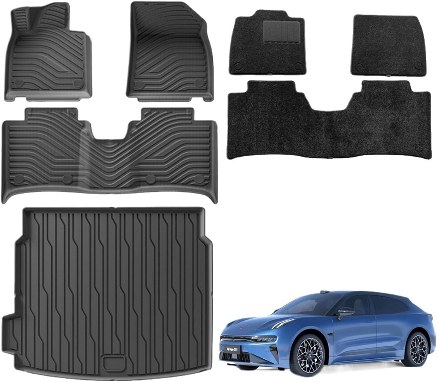 Compatible with ZEEKR 001 2023-2025Car Floor Mats Cargo Liner Trunk Mat TPE Waterproof Foot Pad Left Hand Drive Car Interior Accessories(7pcs Double LHD)