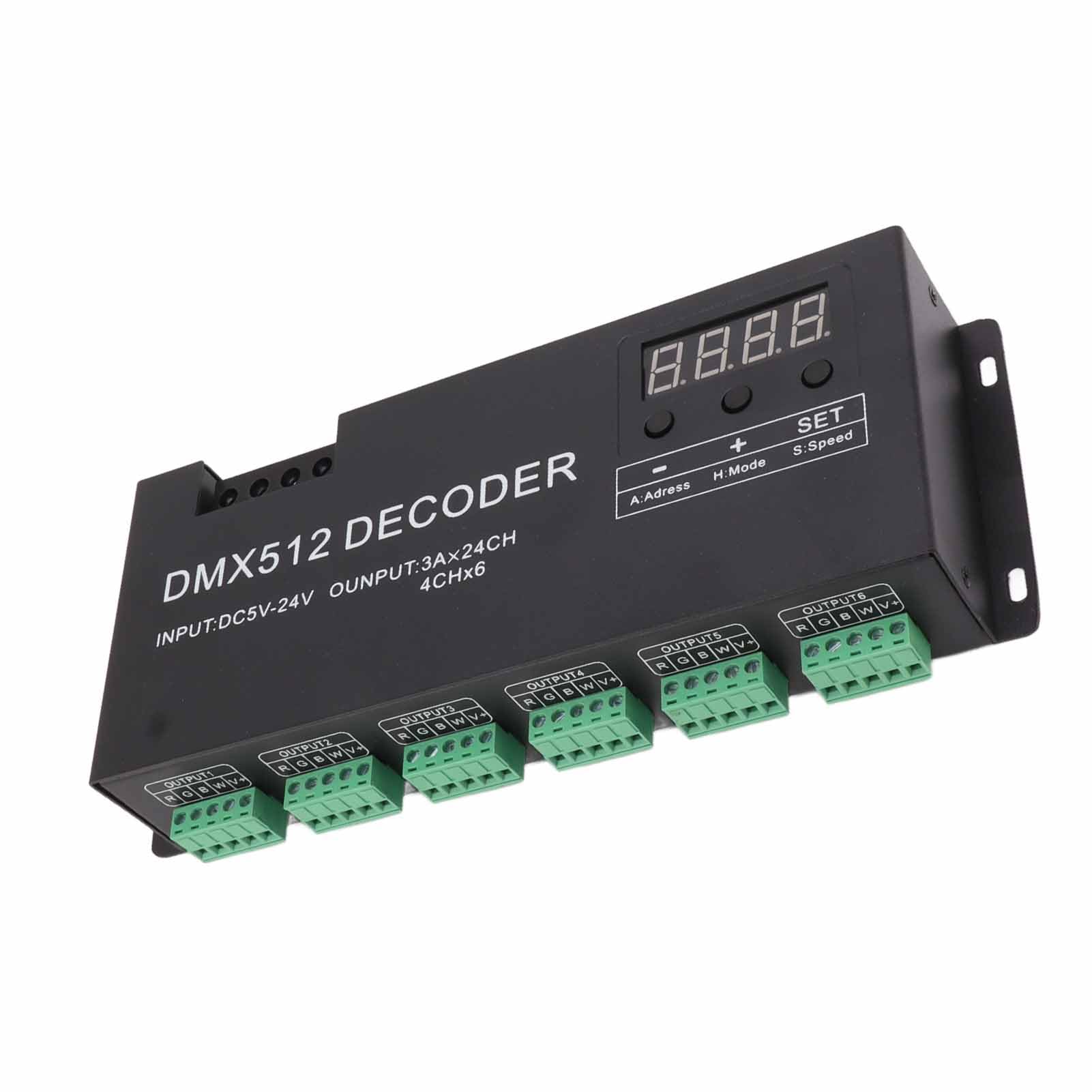 FTVOGUE Controlador de Luz LED RGB, Decodificador DMX de 24 Canales Controlador de Atenuación RGBW DMX512 Controlador LED para Barra de Escenario DC5V 24V, Equipo de Grabación de Estudio