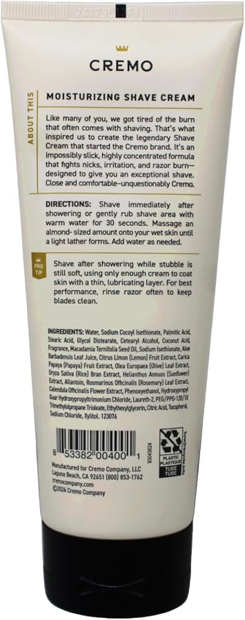 Cremo Astonishingly Superior Shave Cream, 6 Fluid Ounce