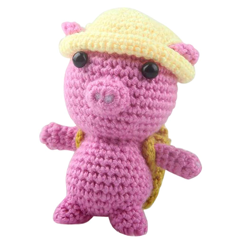 KBOLAE DIY Cute Pig Doll Crochet Kit for Beginners Hand Knitting Animal Stuffed Toy, Backpack Pig
