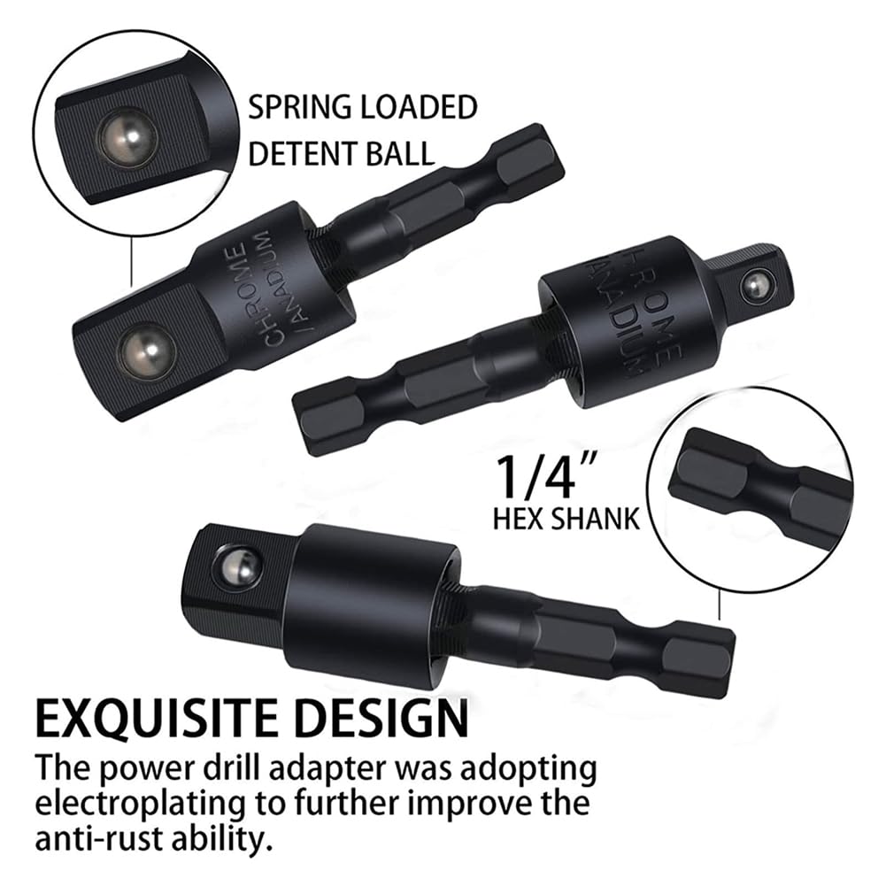 Povxlum 6Pcs Right Angle Drill Attachment Set including 105° Angle Drill Adapter and Impact Grade Socket Adapter - Image 2