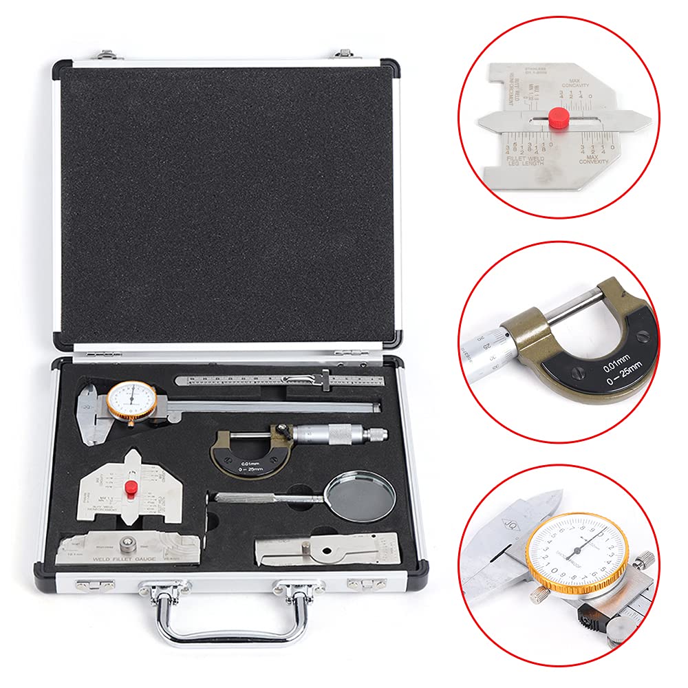 Weld Gauge Set Stainless Steel, Weld Fillet Gauge, Metric Measurement Welding Gauge Gage Test Ulnar Welder Inspection Gauge Tool, Welding Inspection Tool