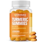 Turmeric Gummies with Ginger and 95% Curcuminoids - Digestive Health and Immune Support Supplement for Overall Wellness - 60 Count - Vegan, Non-GMO Curcumin Vitamin - Peach Flavor, 1 Month Supply