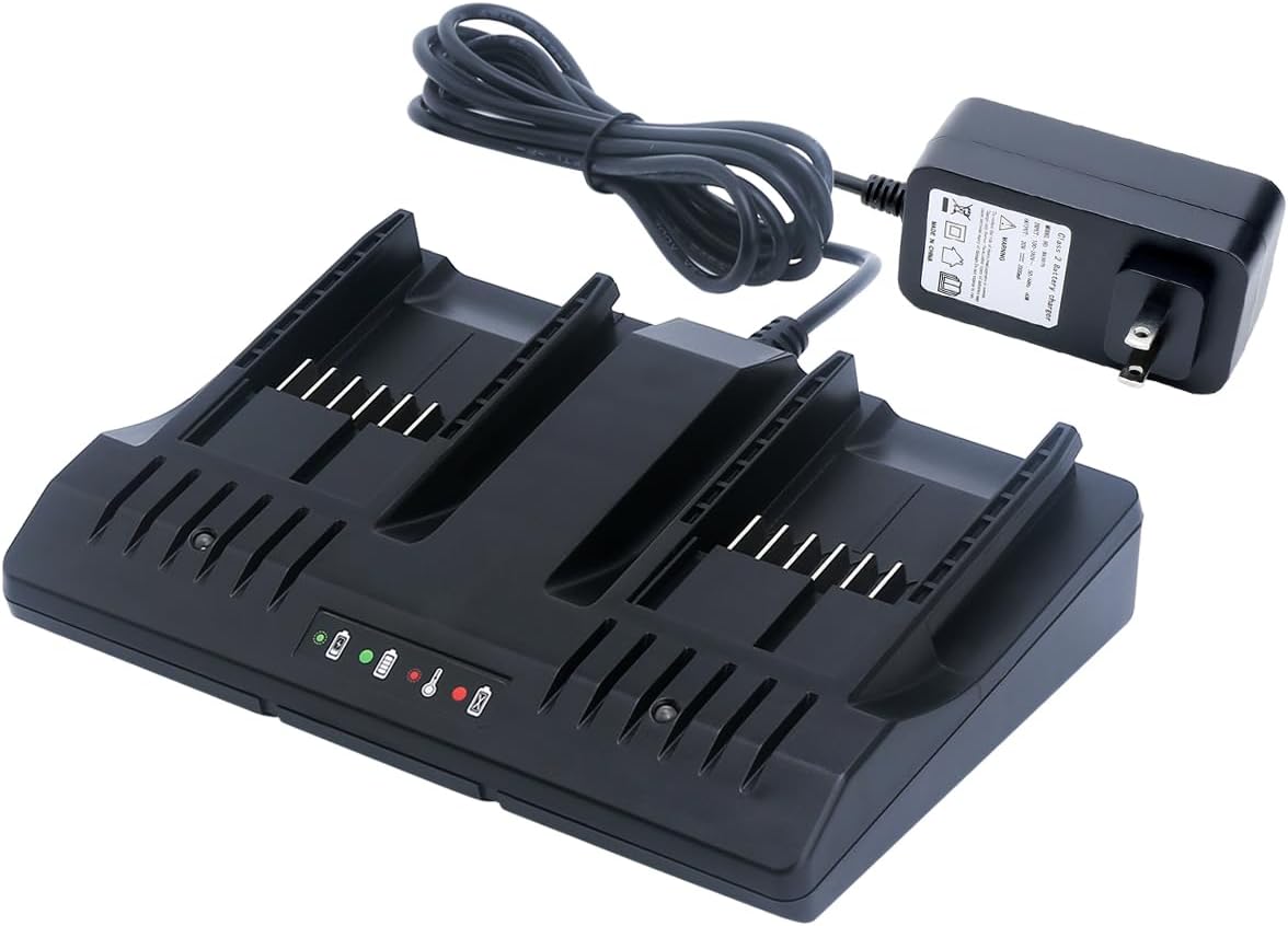 Lasica WA3875 20V Lithium Charger Replacement for Worx WA3875 20V Dual Port Lithium Ion Charger, Compatible with Worx 18V/20V Lithium Ion Battery WA3525 WA3578 WA3520 WA3575 WA3512 WA3512.1 WA3512.1