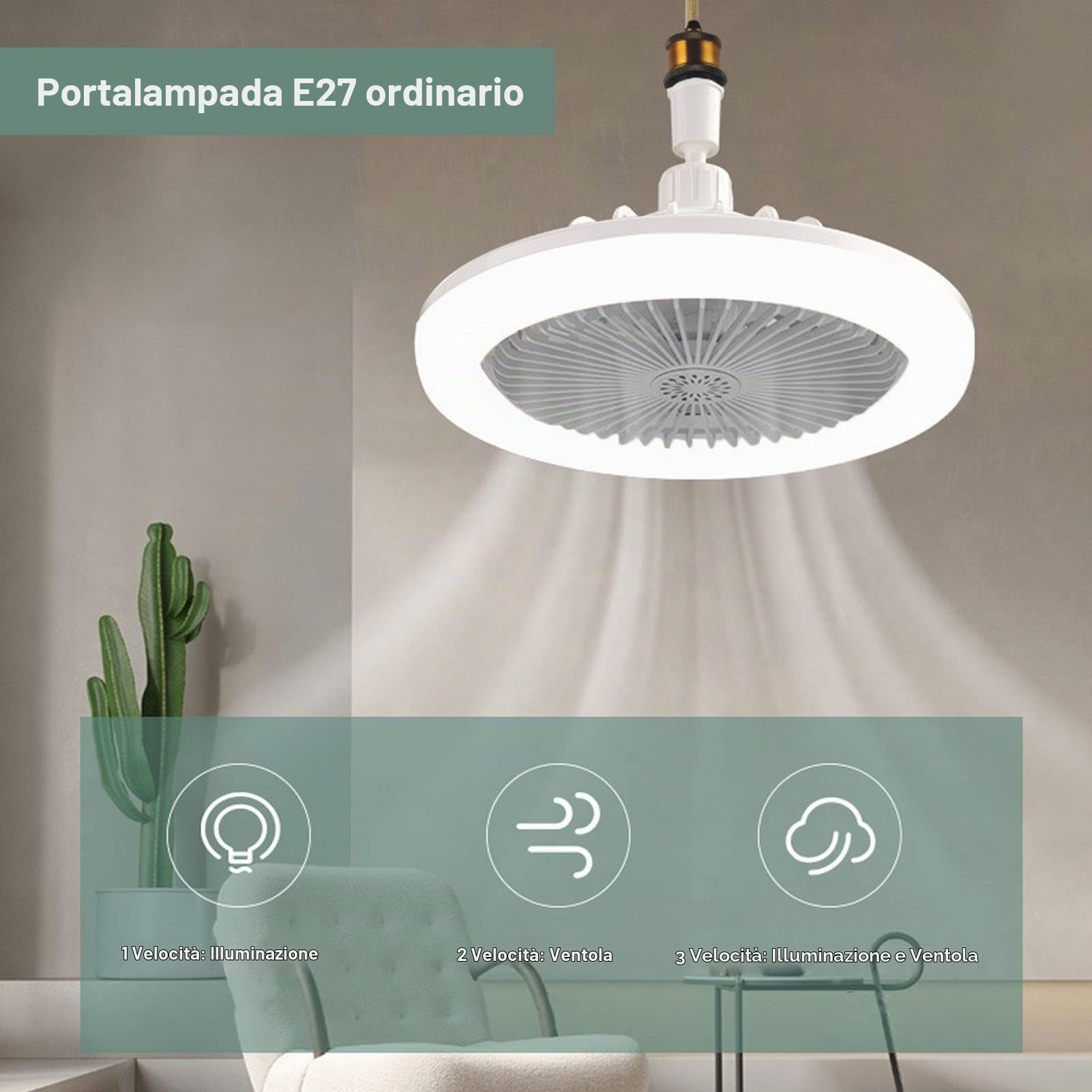 Ventilatore da Soffitto con Luci, Ventilatore da Soffitto Chiuso Regolabile a 3 velocità con Telecomando, Ventilatore Portalampada E27, Mini Ventilatore da Soffitto Luci per