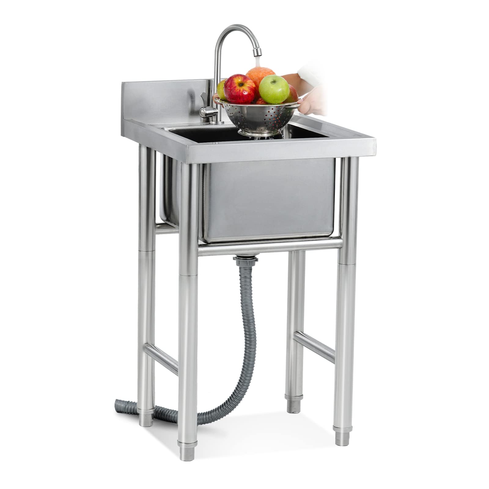 ZTCHSENZT Sink,Kitchen Utility Sink,304 Stainless Steel Commercial Kitchen Prep & Utility Sink Faucet Included