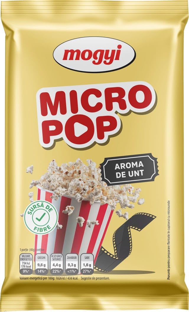Mogyi MICRO POP, Popcorn per Microonde al Gusto di Burro, 80g x 25 Confezioni