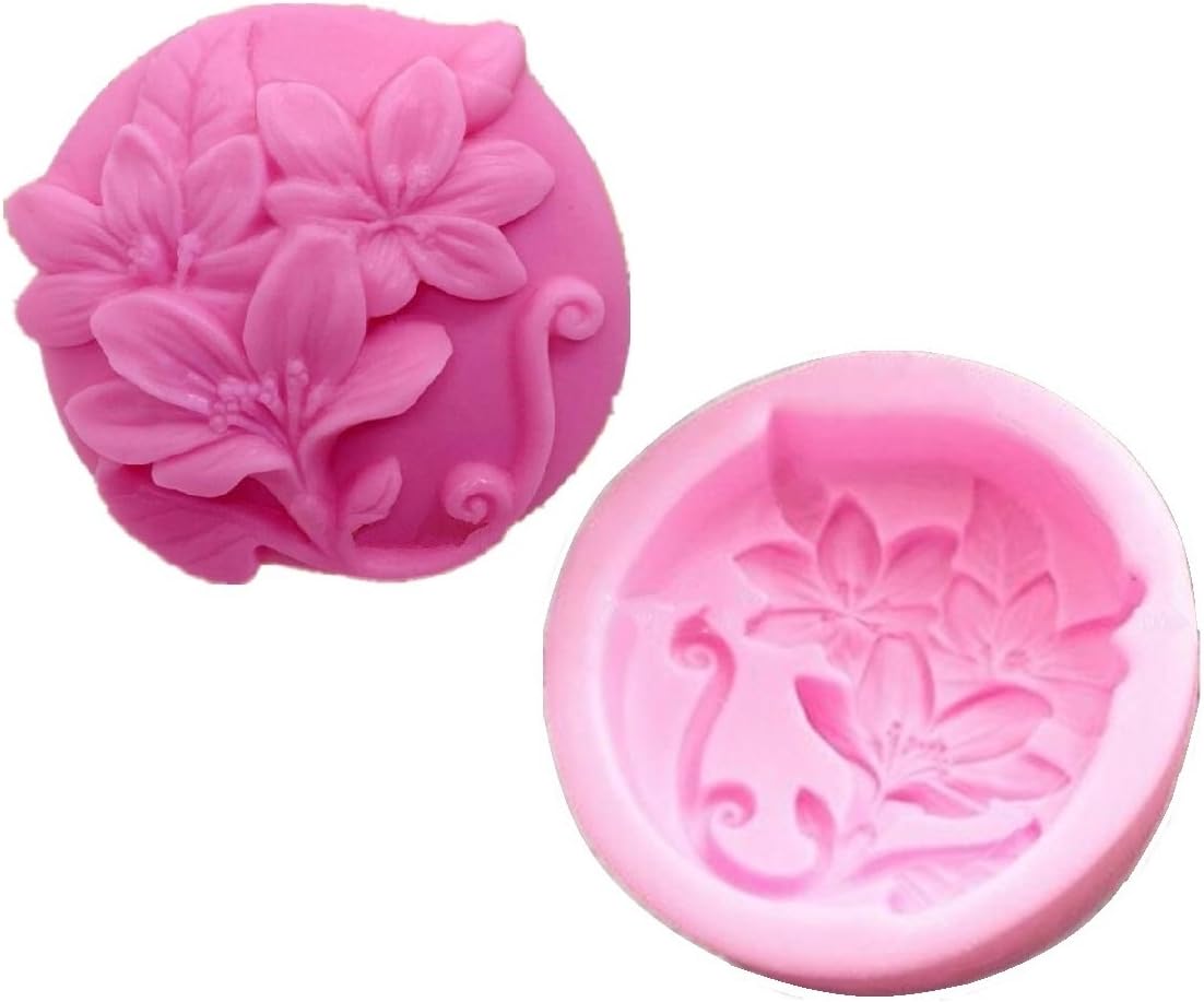 Allforhome Round Flowers Soap Mold Silicone Handmade Soap Mould Soap