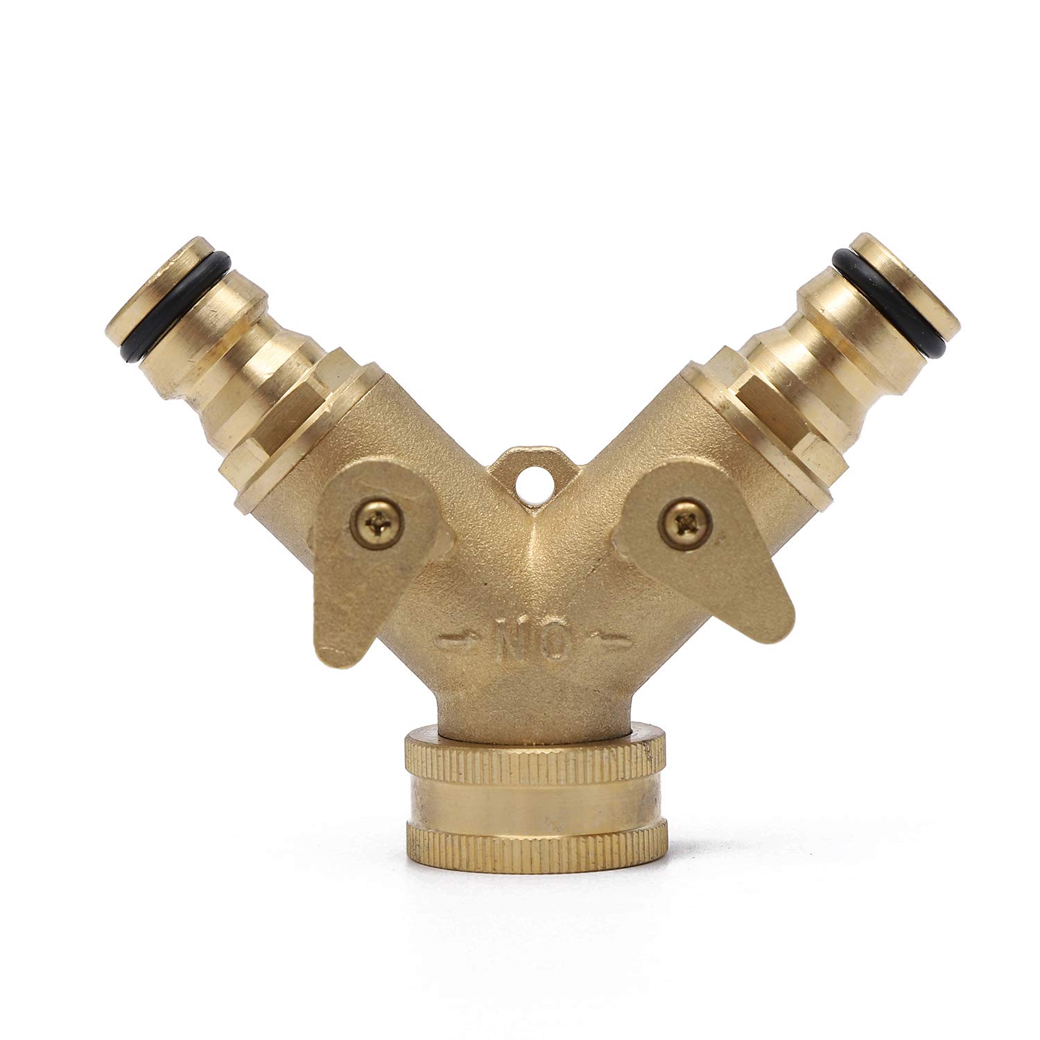 Katsu Tools Brass Katsu 2 Way Tap Garden Hose Splitter, Y Valve Double Water Tap Divider Adaptor Hose Connector With Individual On/Off Valves For Outdoor Cleaning Irrigation