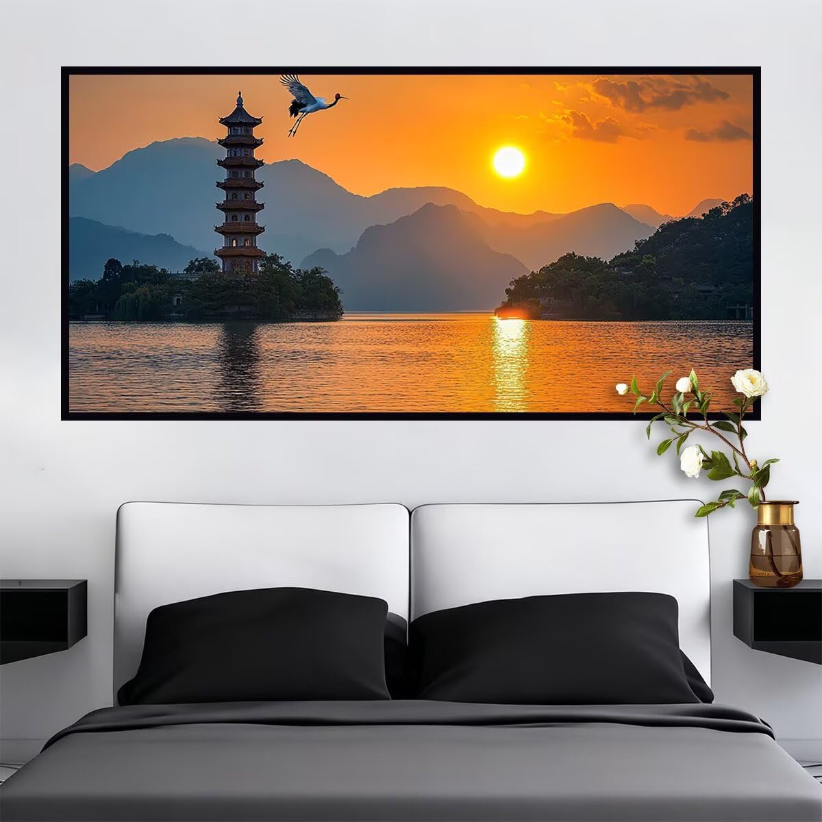 Zestawy artystyczne z diamentami o zachodzie słońca, dla dorosłych, 120 x 60 cm, duża wieża do malowania diamentowego, DIY, duże zestawy artystyczne, rękodzieło dla dorosłych, 5D, pełne wiercenie