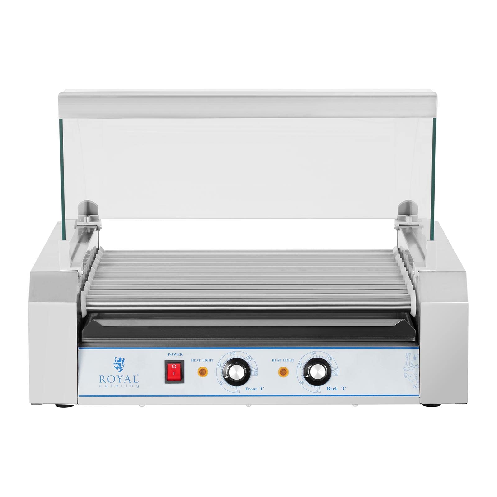 Royal Catering RCHG-11E Asador de perritos calientes 11 Rodillos 1850W 230 V Acero inox