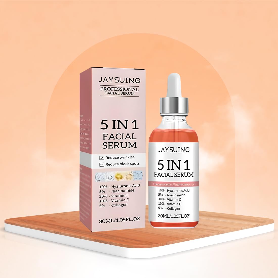 ZeroLuxury®5 in 1 Face Serum – Vitamin C, Niacinamide, Hyaluronic