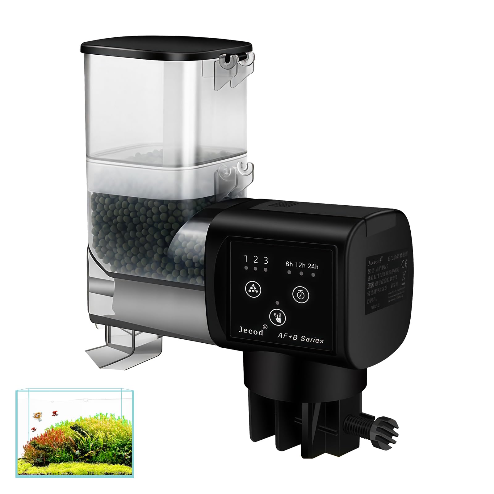 Distributeur automatique de nourriture pour aquarium Sporgo : 250 ml Distributeur automatique de nourriture pour poisson, réglable, distributeur de nourriture pour poissons, distributeur automatique
