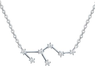 Collar de plata de ley 925 para mujer con colgante de constelación, signo del zodiaco, 12 horóscopo, astrología, estrella collar con pendientes