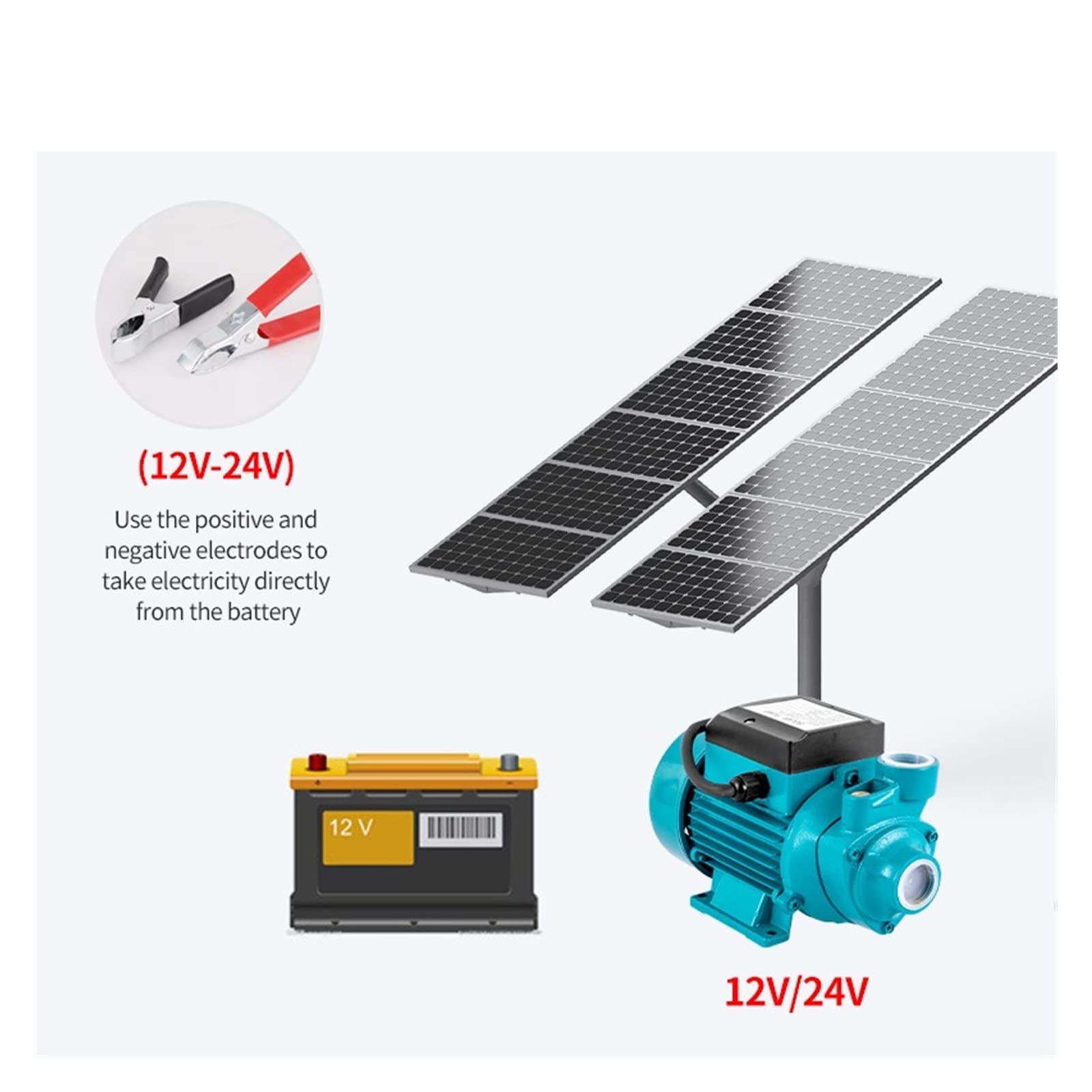 Pompa Solare DC 12v24v Pompa ad Alto Sollevamento a Grande Portata for l'approvvigionamento idrico della casa Pompa for Acqua sotterranea for l'irrigazione di Terreni agricoli(12V)